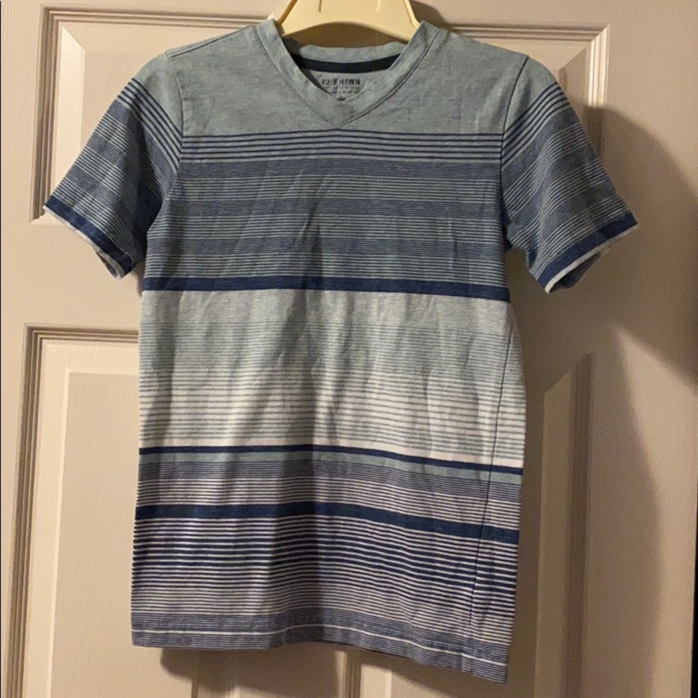 Blue striped cotton tee, boys medium (10/12)